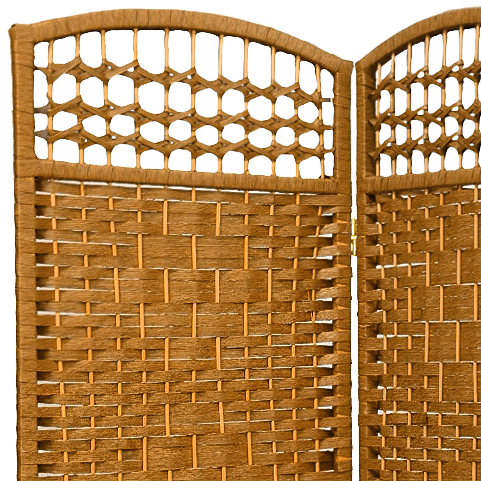Oriental Furniture 4 ft. Tall Fiber Weave Room Divider, light beige, 6 panel