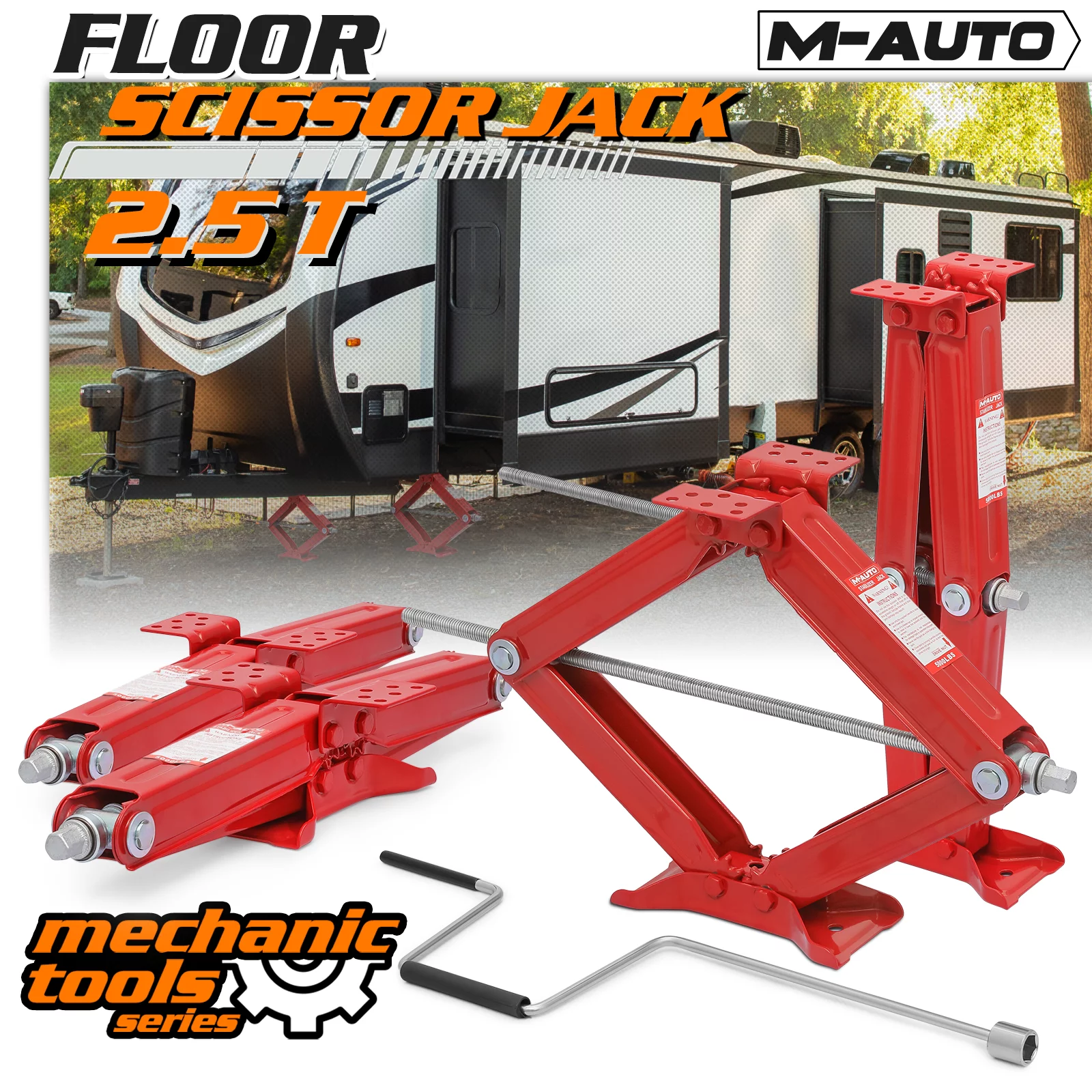 M-AUTO Set of 4 Scissor Jack, 2.5 Ton 5000lbs Heavy Duty Car Jack Tire Repair Tools Kit, RV Trailer Stabilizer Leveling Scissor Jacks with Handle