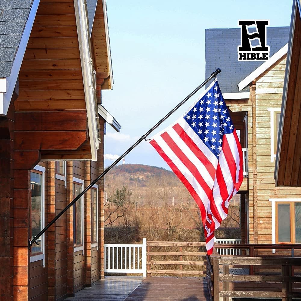 HIBLE Tangle Free Flag Pole 8FT Black Flag Pole 1 inch Pop-up Easy Assemble Lightweight Carbon Fiber Flag Pole for House (no Flag and no Bracket)