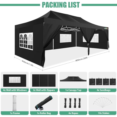 COBIZI 13x26 Pop Up Tent 13x26 Canopy with Sidewalls Heavy Duty Canopy Party Tent for Parties