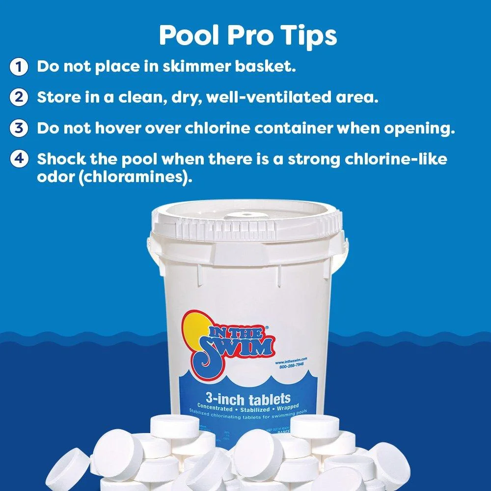 In The Swim 3 Inch Stabilized Chlorine Tablets for Sanitizing Swimming Pools - Individually Wrapped, Slow Dissolving - 90% Available Chlorine