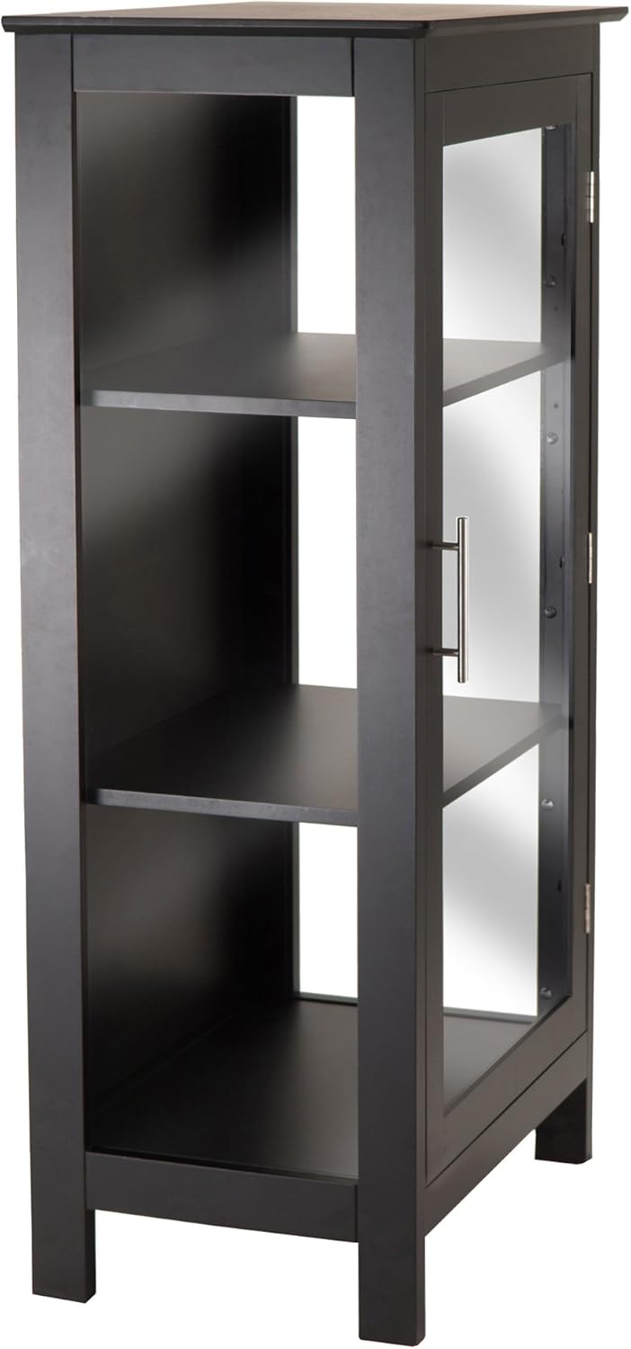 Winsome Poppy Display Cabinet with 3-Sided Tempered Glass, 47.2"H, Black (20523)