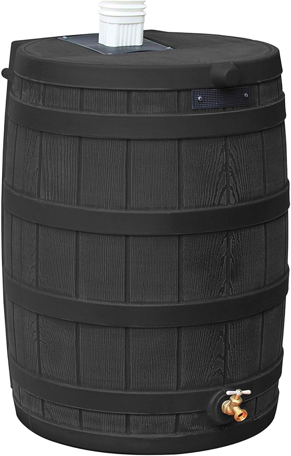 Good Ideas Rain Wizard 40 Gallon Plastic Outdoor Home Rain Water Storage Collection Barrel Drum with Brass Spigot, Black (2 Pack)