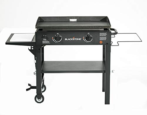Blackstone 1853 Flat Top Gas Grill 2 Burner Propane Fuelled Rear Grease Management System 28” Outdoor Griddle Station for Camping with Built in