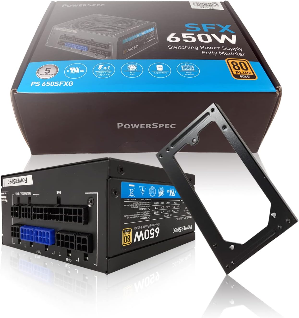 PowerSpec 650W Power Supply 80 Plus Bronze Certified Fixed Cable Non-Modular ATX PSU Active PFC SLI Crossfire Ready Gaming PC Computer Switching