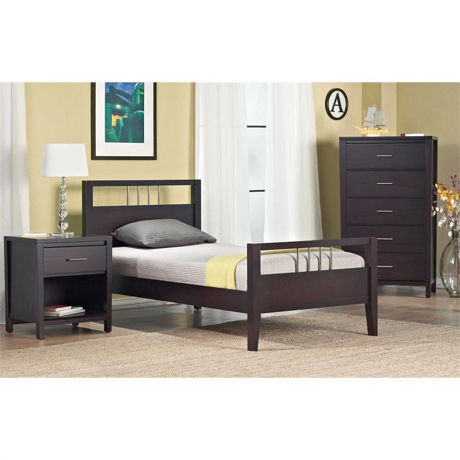 Modus Nevis California King Solid Wood Panel Platform Bed in Espresso