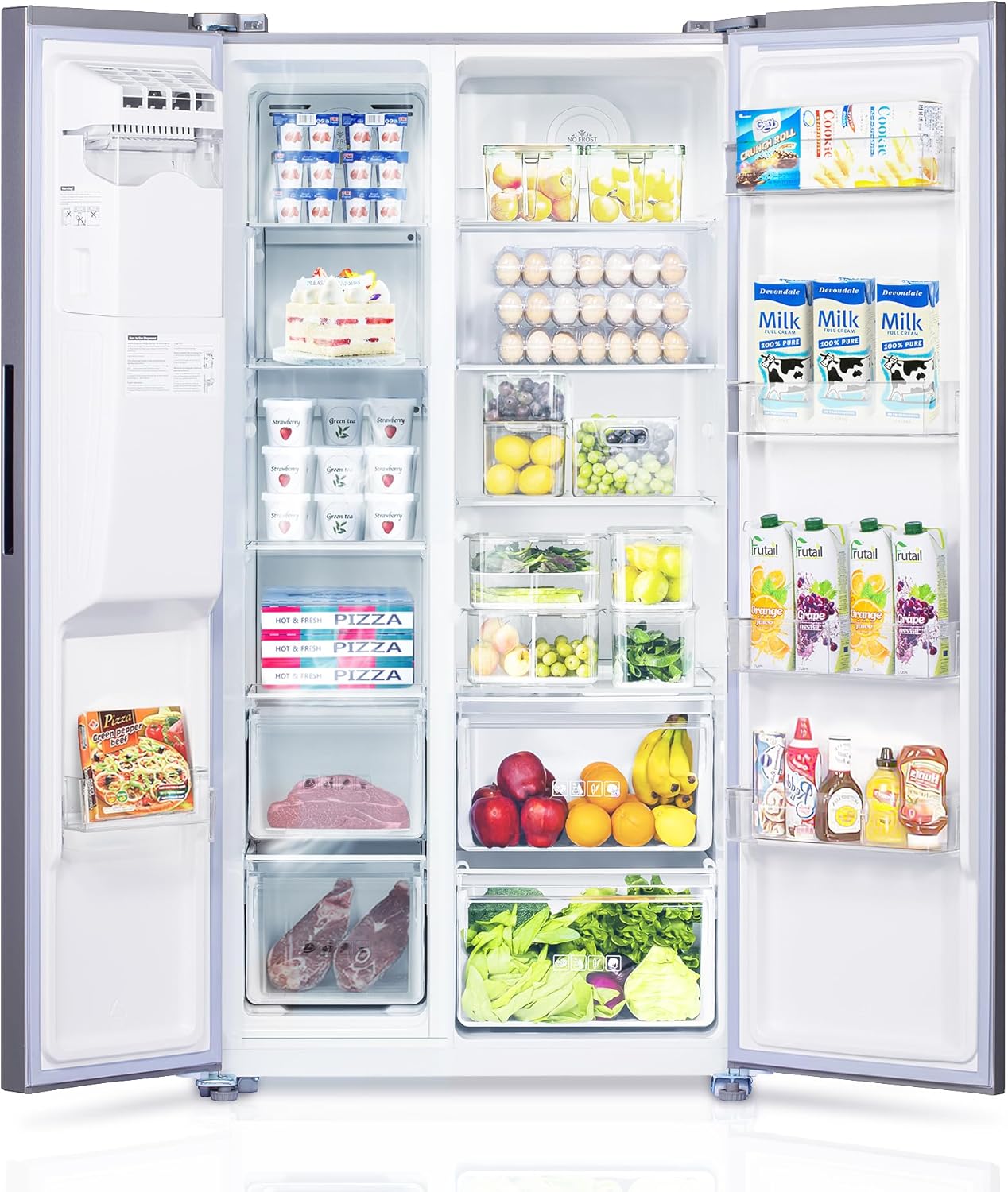 Freestanding Side-by-Side Refrigerator with 18.1 Cu. Ft Capacity, Built-In Ice Maker & Water Dispensers