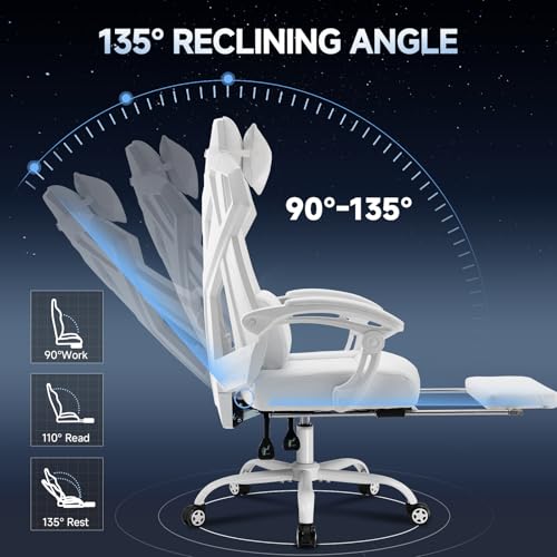 GTPLAYER Gaming Chair, Computer Chair with Mesh Back, Ergonomic Office Chair with Footrest