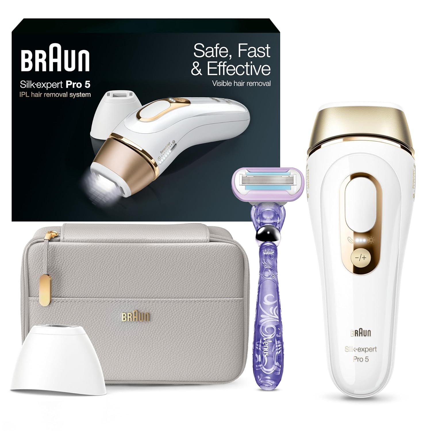 Braun IPL Long-lasting Laser Hair Removal Device for Women & Men, Silk Expert Pro5 PL5157