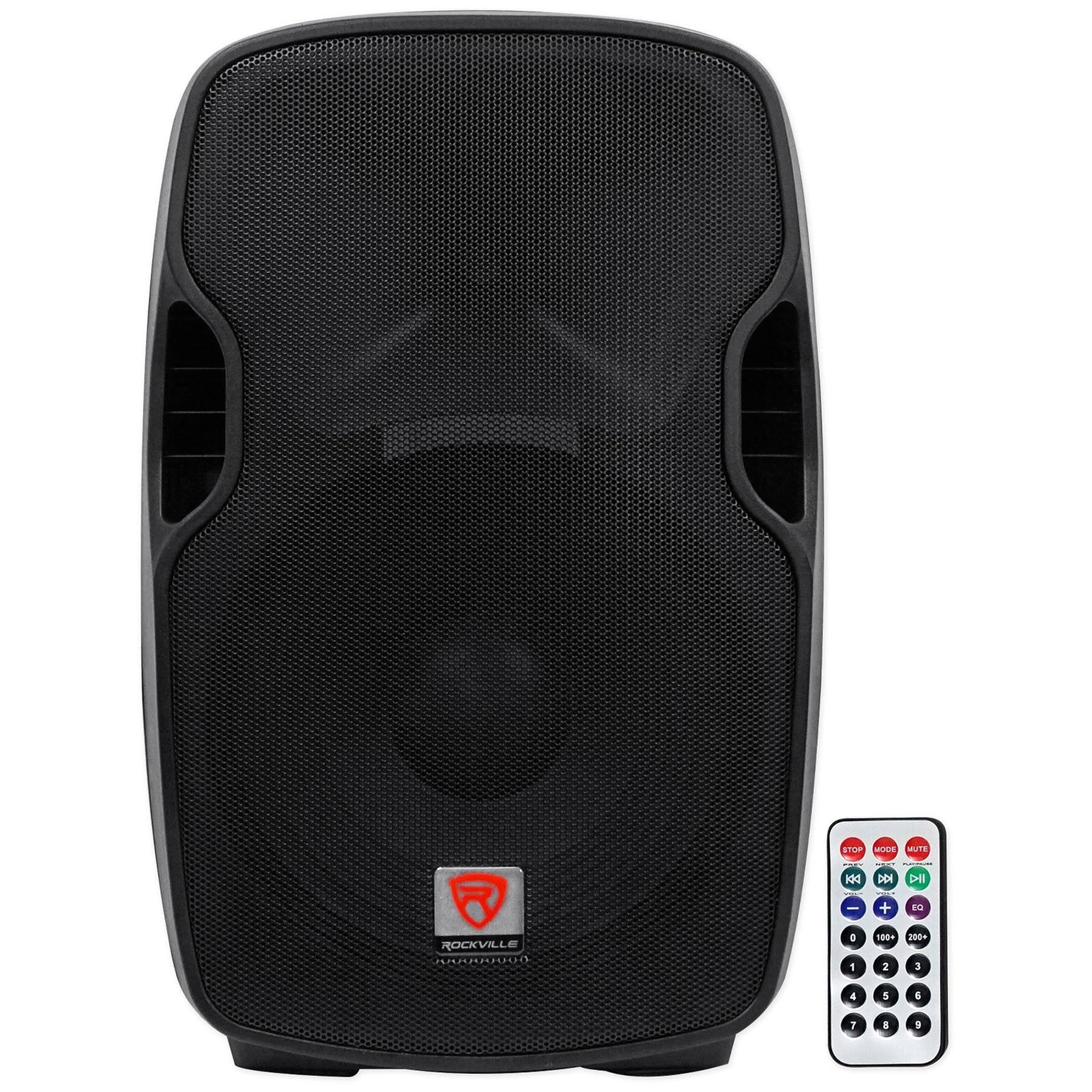 (2) Rockville BPA15 15 inch Powered 800W DJ PA Speakers wBluetooth+LED Stands+Cables