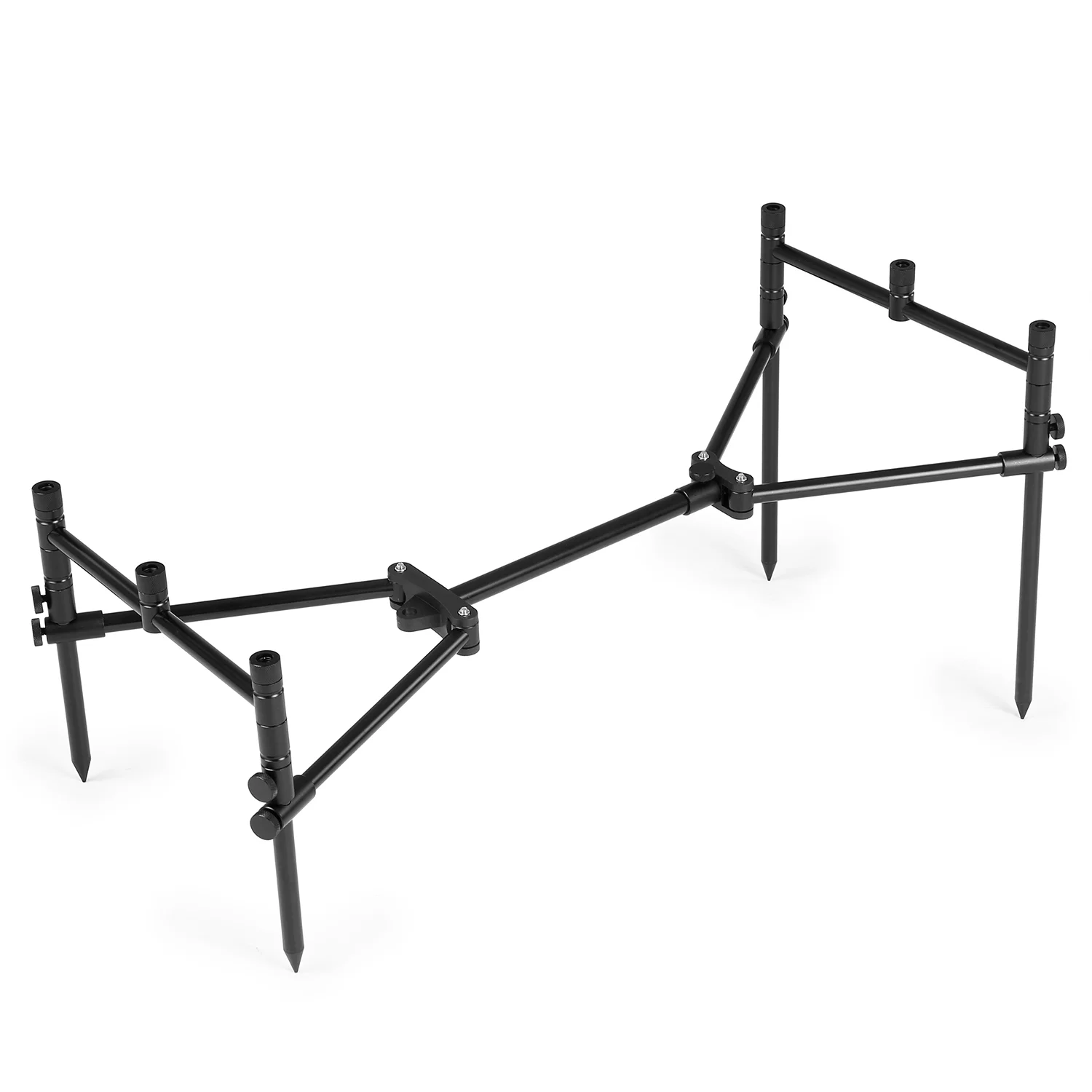 Andoer Detachable Fishing Rod Stand Buzz Bar Pole Rest Head Folding Retractable Fishing Rod Holder with Carry Bag