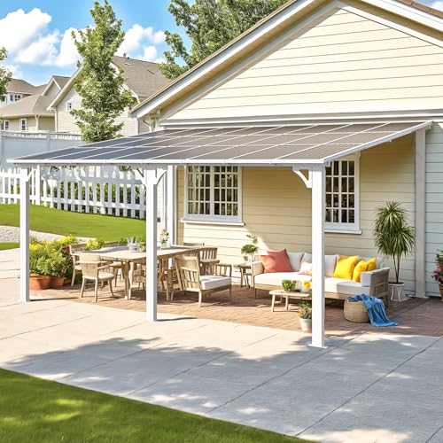 AECOJOY 10&rsquo; x 10&rsquo; Gazebo, Wall Mounted Gazebos Pergola on Clearance, Outdoor Patio Lean to Gazebo Awnings for Deck, Porch