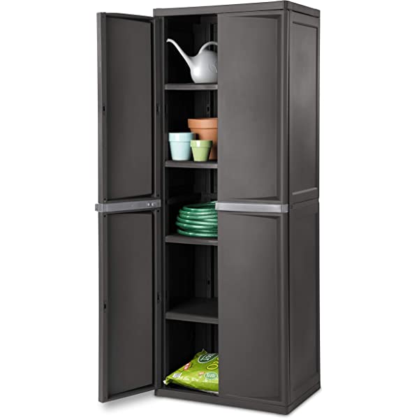 Sterilite 01423V01 4 Shelf Cabinet, Flat Gray, 1-Pack