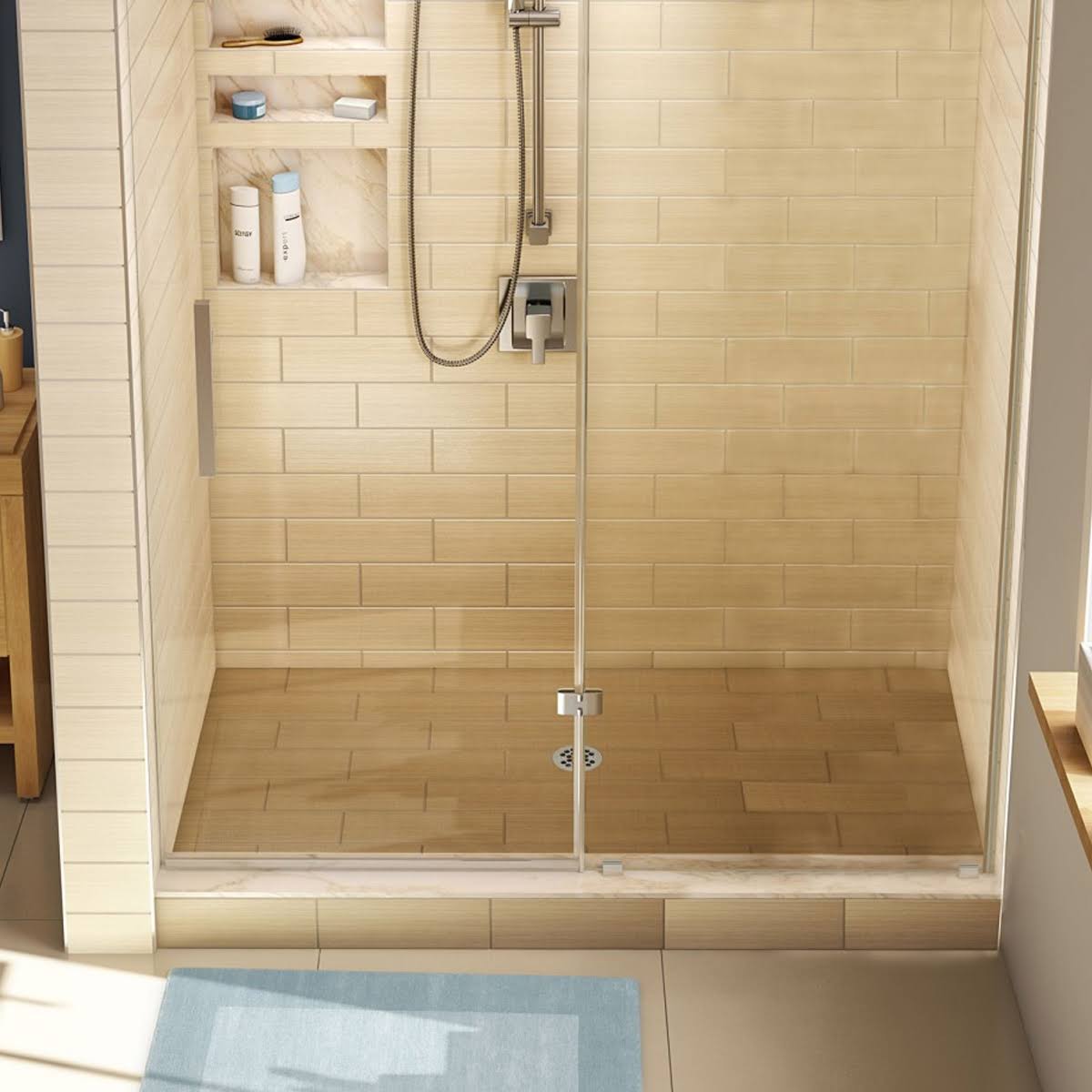 Tile Redi Single Curb Shower Pan,Left Drain 4260L-PVC, Black