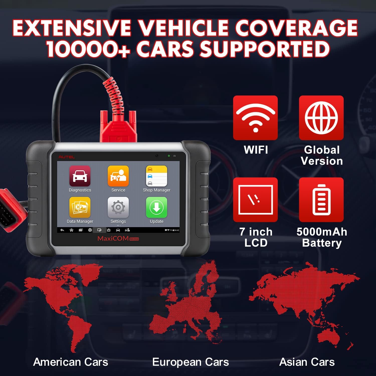 Autel MaxiCOM MK808, 2022 Upgrade Ver. of MaxiCheck MX808 Car Diagnostic Scanner, 28+ Services, All System Diagnostic Scan Tool with ABS Auto Bleed