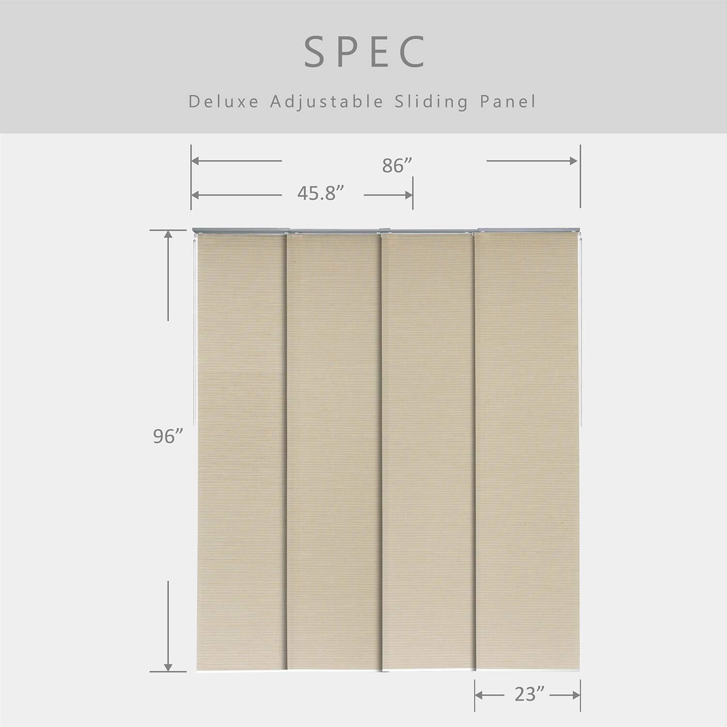 GoDear Design Adjustable Panel Track Sliding Glass Door Blinds 45.8"- 86" W x 96" H, Extendable Vertical Blinds for Patio Doors and Large Winodws