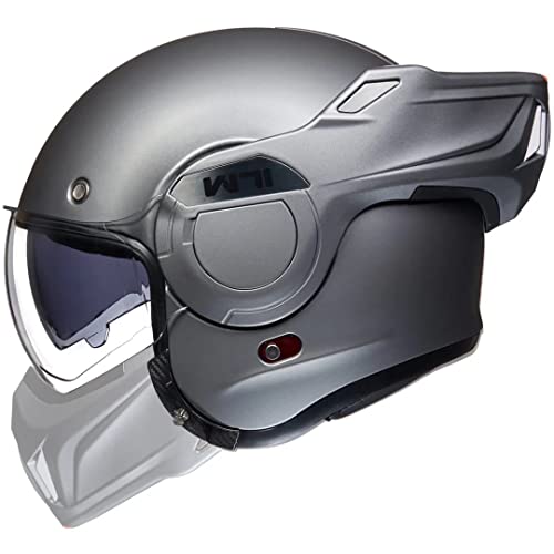 ILM Vintage Full Face Modular Motorcycle Helmet for Adults Men ATV UTV Snowmobile with 180° Reversible Chin Guard DOT Model-B707(Matte Black, L)
