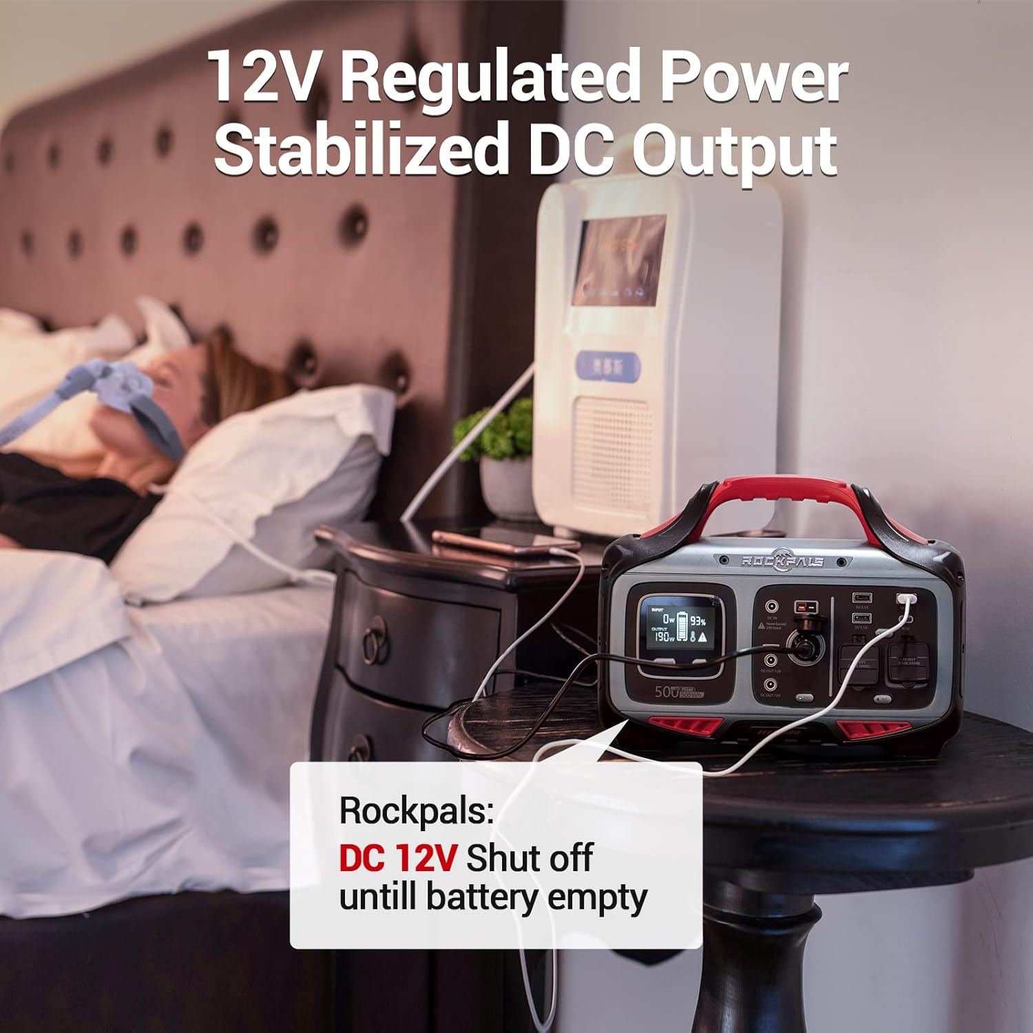 ROCKPALS Portable Power Station 500W - 505Wh Solar Generator with 2 Pure Sine Wave AC Outlet, Peak 750W - Solar Powered Generator
