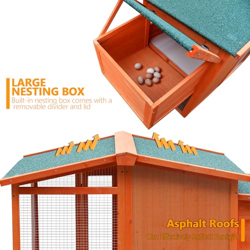 Outdoor Chicken Coop for 8 Chickens, 2025Upgraded Portable Wooden Hen House with Nesting Boxes, Chicken House, Chicken Run Cage