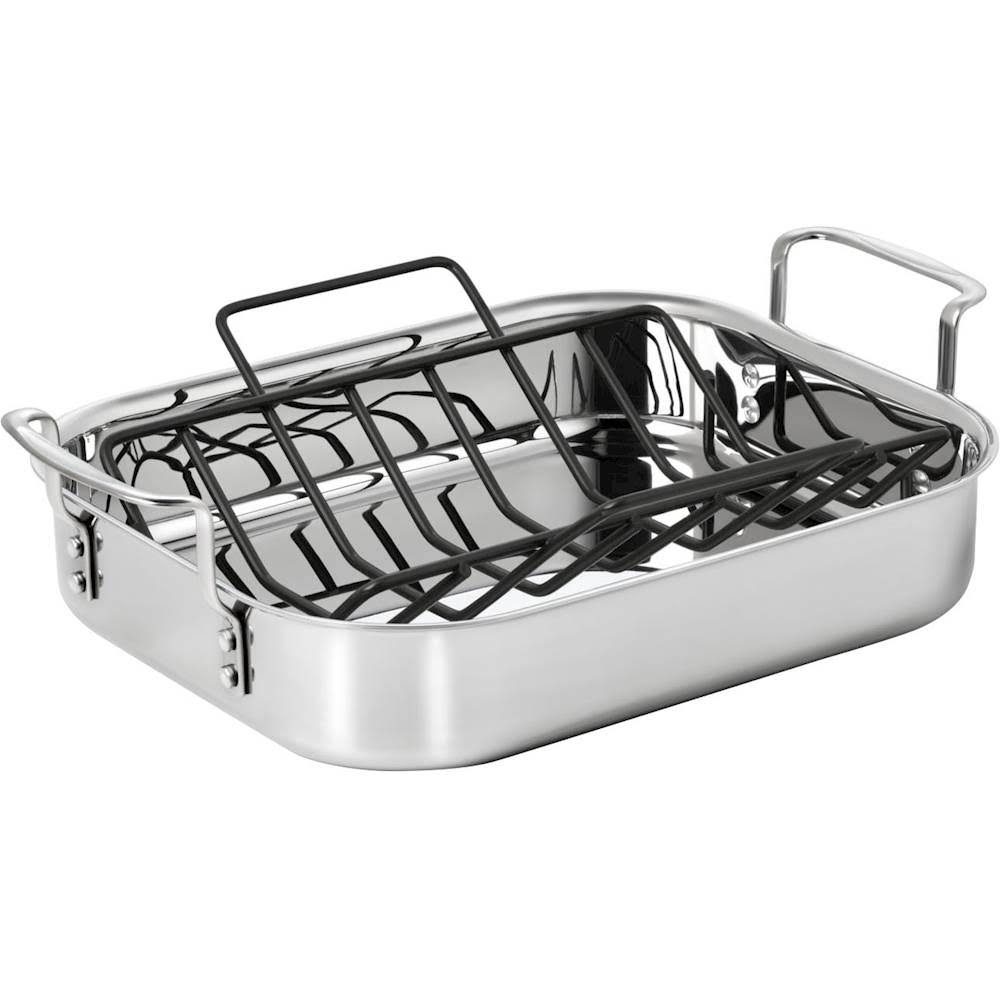 Calphalon Tri-Ply Stainless Steel 14x22 Roaster with Rack and Lifters