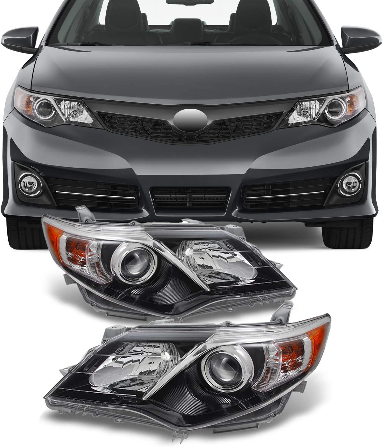 AKKON - For Toyota Camry SE Version Black Projector Headlights Lamp Driver Left + Passenger Right Replacement