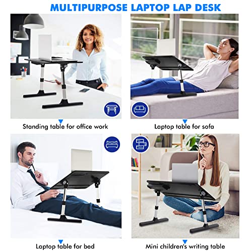 Laptop Bed Tray Table, Adjustable Foldable Bed Desk for Laptop with Storage Drawer Phone Holde for Eating, Working, Writing, Drawing