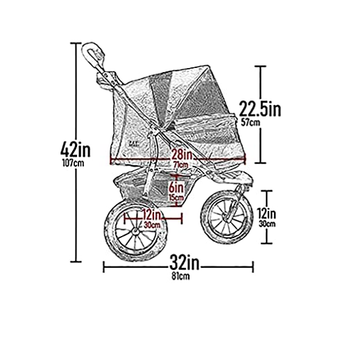 Pet Gear No-Zip AT3 Pet Stroller for Cats/Dogs, Zipperless Entry, Easy One-Hand Fold, Jogging Tires, Removable Liner, Cup Holder + Storage Basket