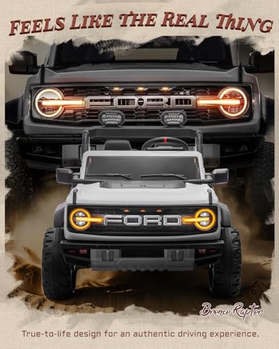 24V Ride on Toys for Big Kids, Licensed Ford Bronco Raptor 2 Seater Ride on Cars with Remote Control, Ride on Truck w/ 4-Wheeler Suspension, 3 Speeds
