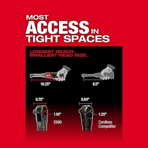 Milwaukee M12 FUEL 3/8 in. Extended Reach High Speed Cordless Ratchet w/M12 M12 HO 2.5 Ah
