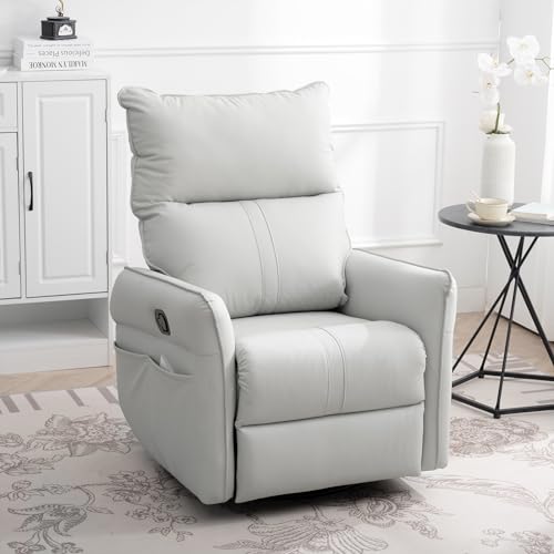 Swivel Rocker Recliner, Leather Rocker Recliner with 360 Degree Swivel & Reclining Function