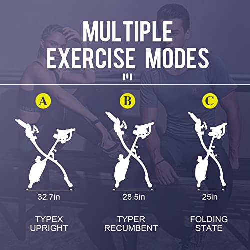 Folding Exercise Bike Portable Upright Adjustable Backrest Cycling Recumbent Stationary Bike Slim Indoor Workout Fitness Cardio Foldable Exercise
