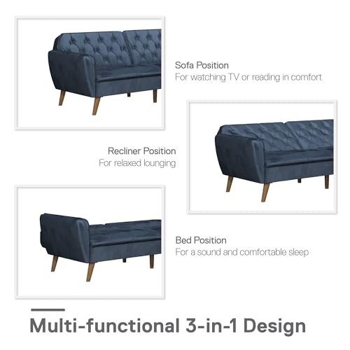 Novogratz Tallulah Memory Foam Futon, Convertible Couch, Camel Faux Leather