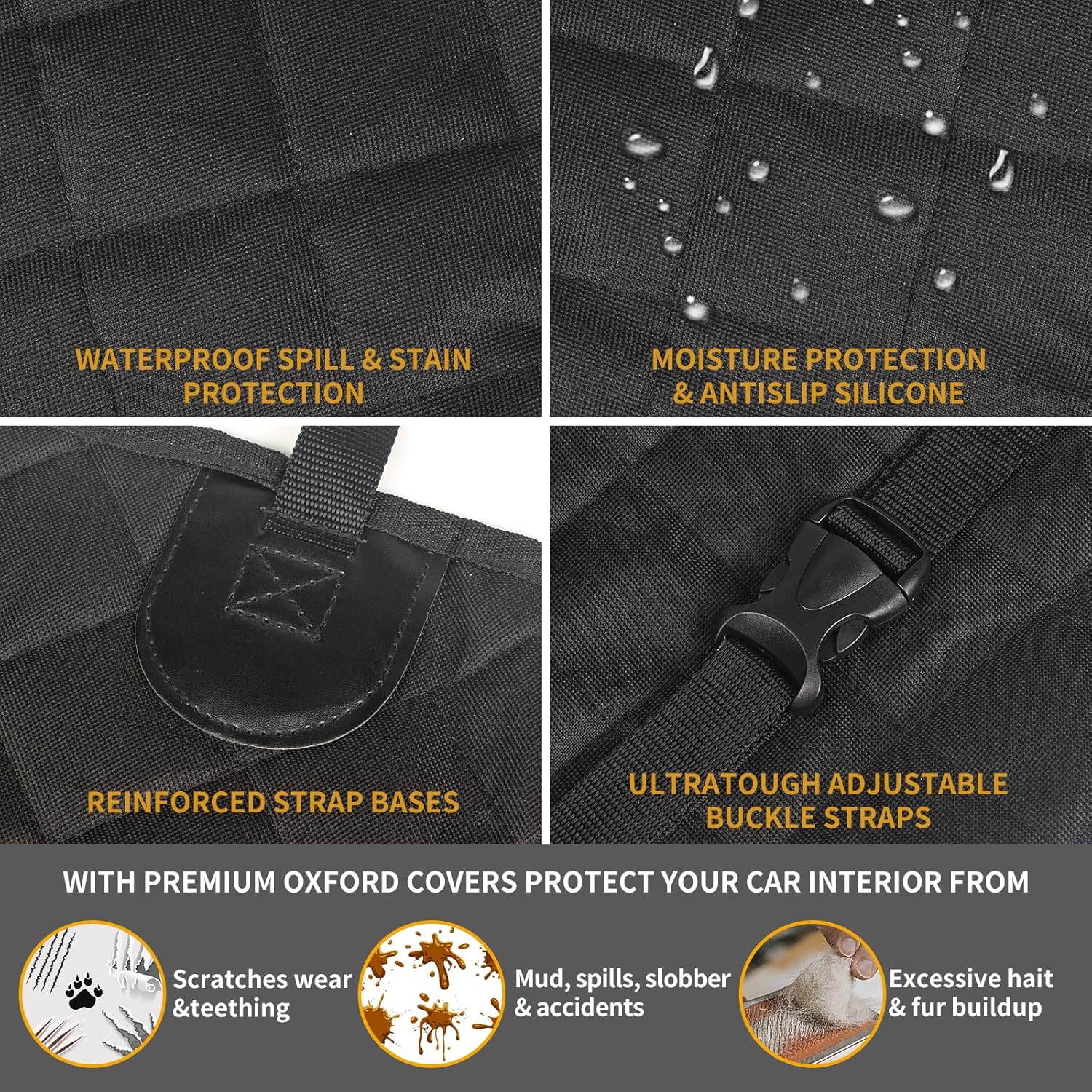 WEEKSUN SUV Cargo Liner for Dogs, Water Resistant Pet Cargo Cover Dog Seat Cover Mat with Bumper Flap Protector, Non-Slip