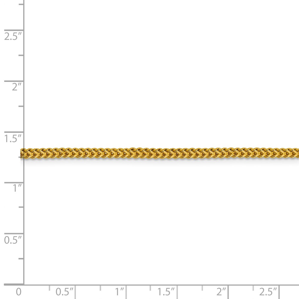 Real 14kt Yellow Gold 2.2mm Semi-Solid Franco Chain; 18 inch; Lobster Clasp; for Adults and Teens; for Women and Men