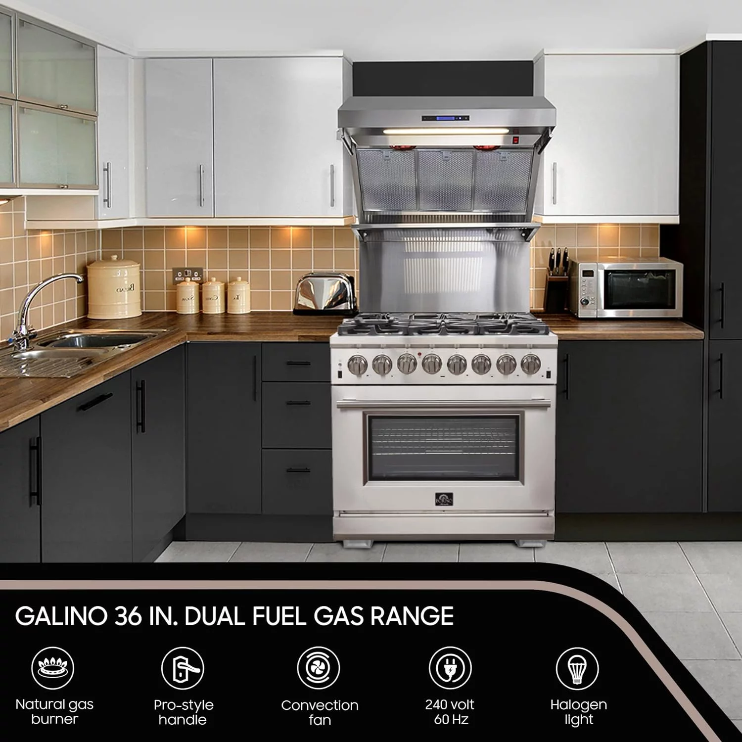 Galiano - Gold Professional 36" Freestanding Dual Fuel Range