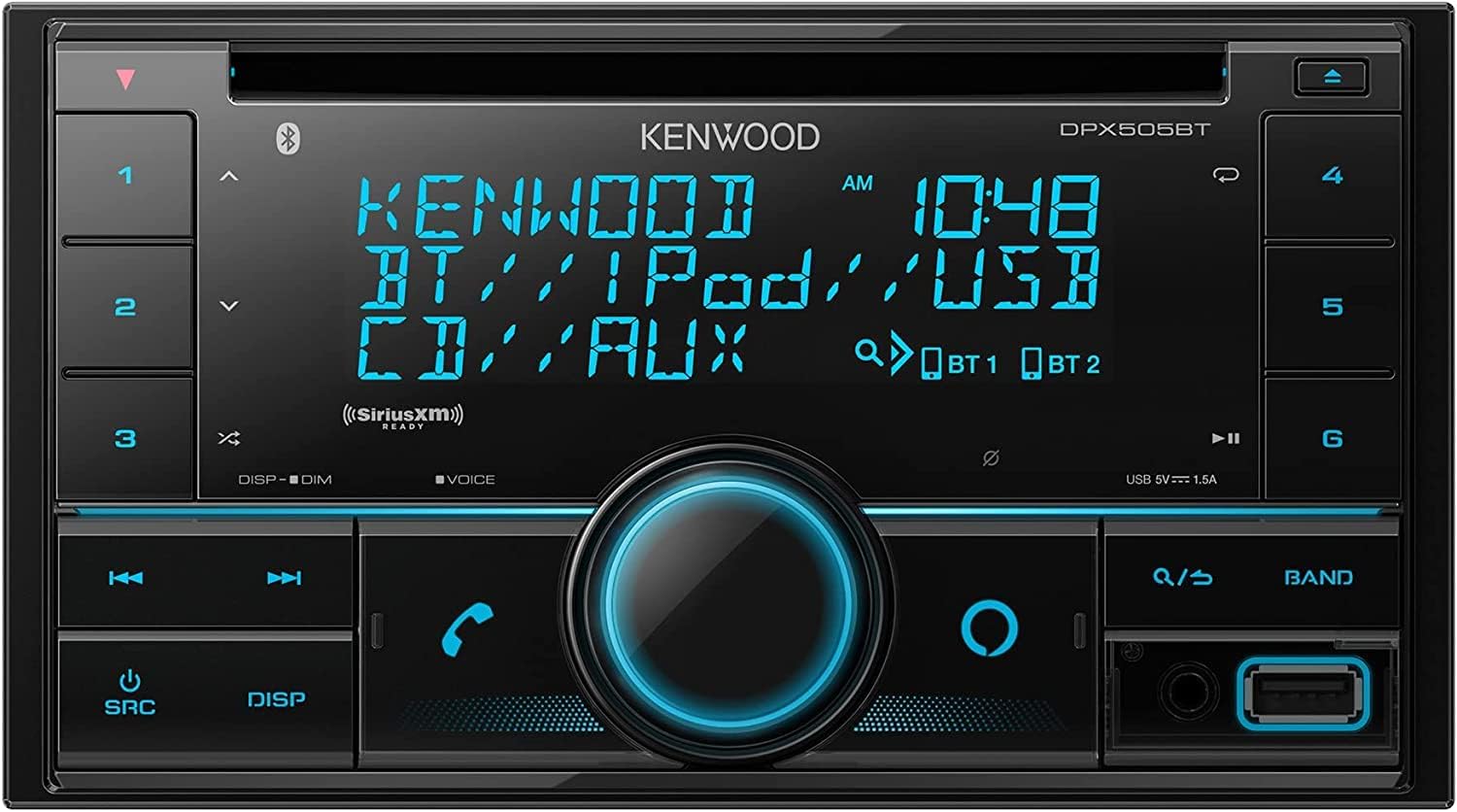 KENWOOD DPX505BT Double DIN in-Dash CD Car Stereo. AM/FM with Bluetooth, Amazon Alexa Voice Control
