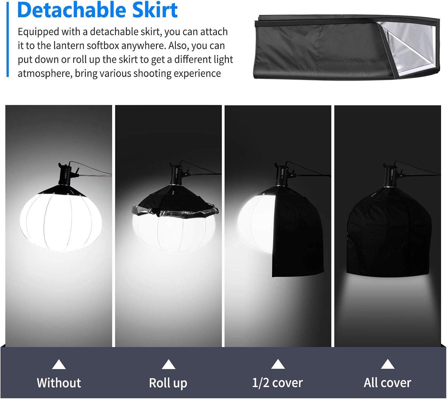 Neewer 34 inches/85cm Lantern Softbox Soft Light Diffuser with Skirt, Compatible with Neewer CB60 CB100 CB150, Aputure 300D II 120D