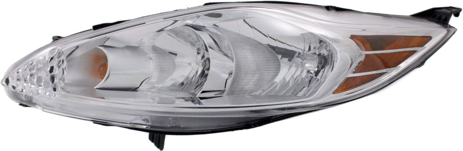 Evan-Fischer Headlight Set of 2 Compatible with 2011-2013 Ford Fiesta Clear Lens Halogen Composite With bulbs CAPA Driver and Passenger Side