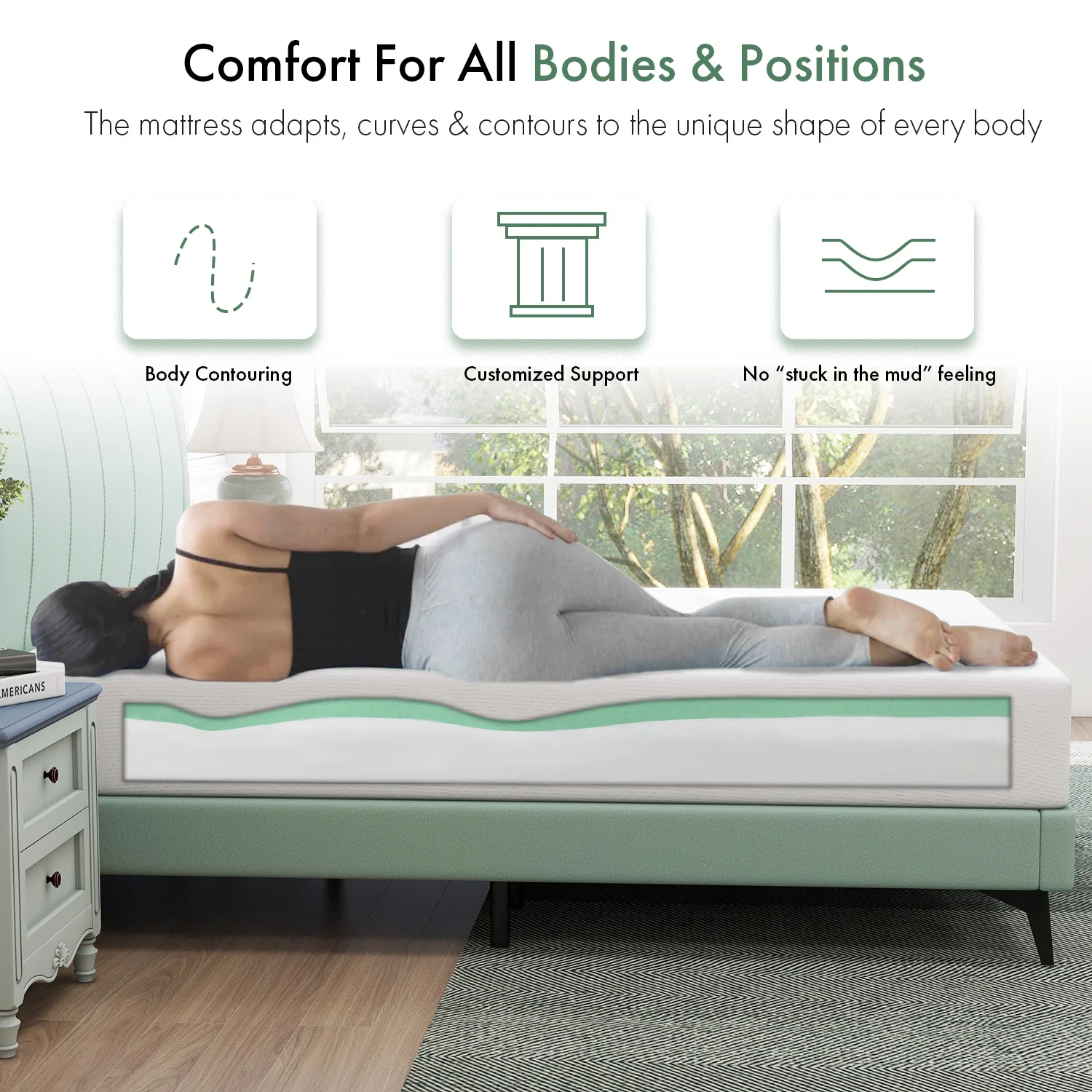 Queen Mattress,10" Cooling Gel Memory Foam Mattress Medium Firm Mattress,Queen Mattress in a Box