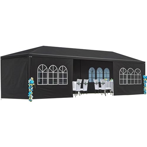 10'X30' Outdoor Party Tent Gazebo with 8 Removable Sidewalls, Large Wedding/Event Canopy Marquee Featuring Windows