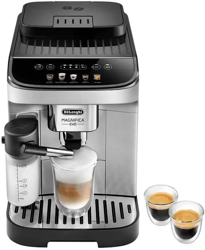 De'Longhi De’Longhi Magnifica Evo Automatic Espresso & Cappuccino Machine with Latte Crema System, 9.45 in. x 17.32 in. x 14.17 in., Chrome