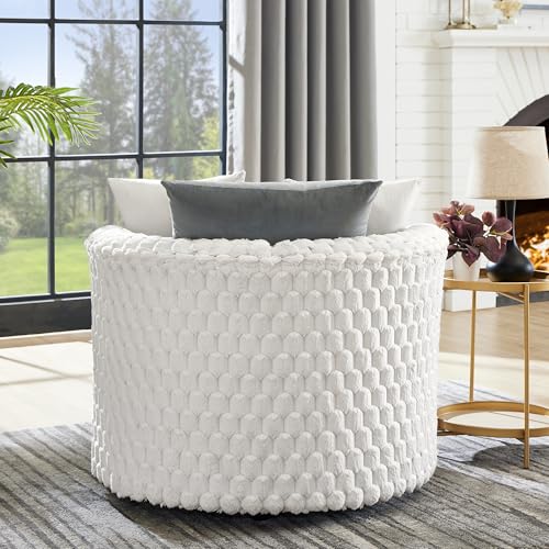 360 Swivel Accent Barrel Chair with Storage Ottoman & Headrest