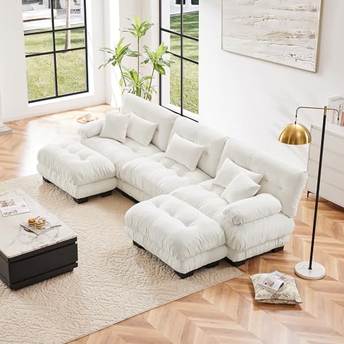 Modern Modular Sectional Sofa Couch with 2 Ottomans, Luxury Oversized U Shaped Cloud Couch for Living Room
