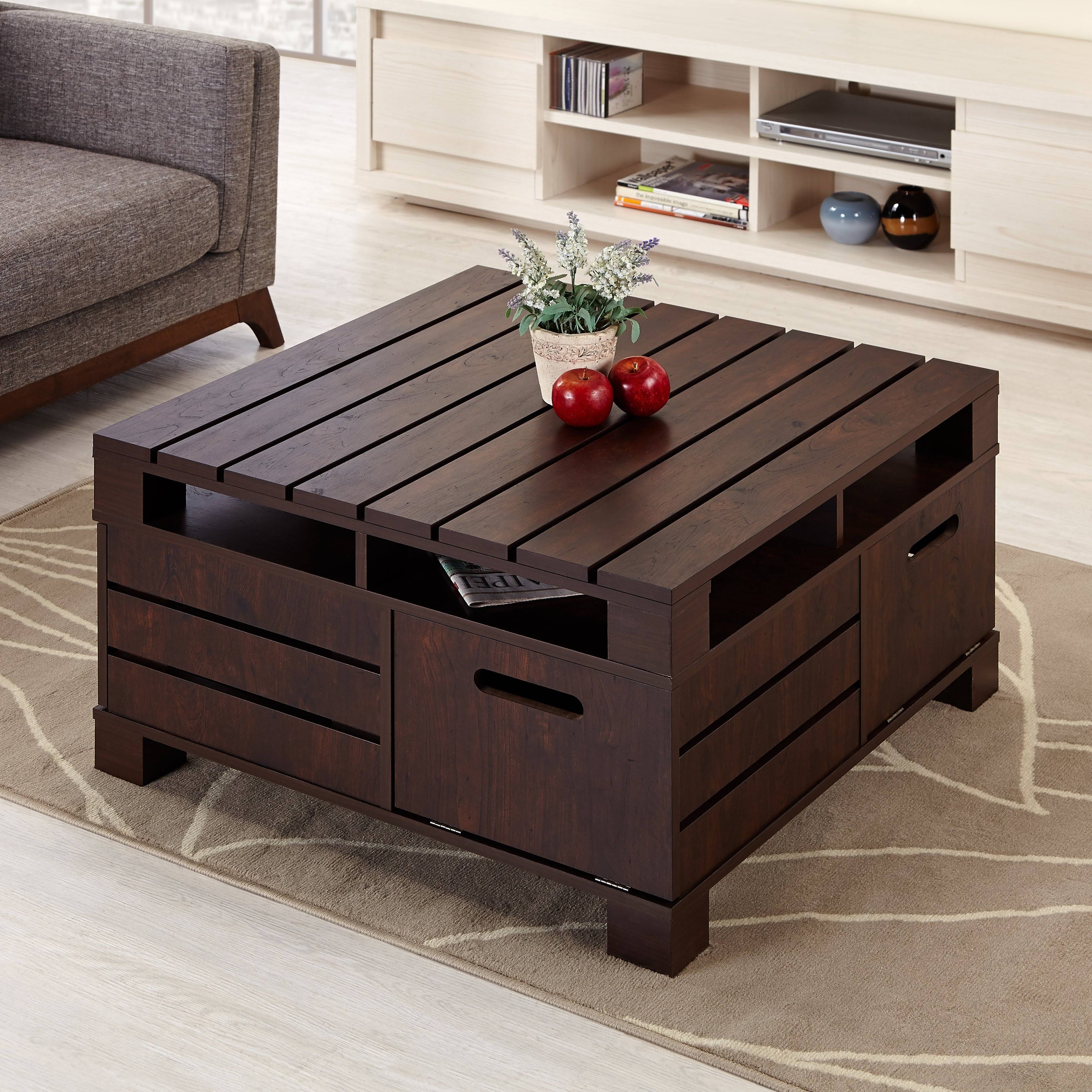 Furniture of America Masa Vintage Walnut Storage Coffee Table - Black