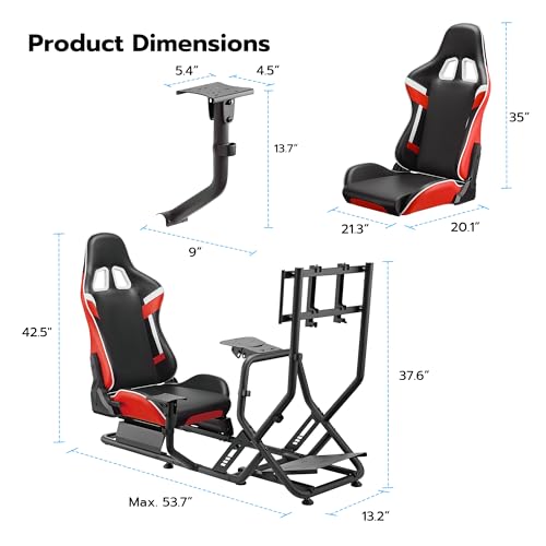 ARES WING Racing Simulator Cockpit with Monitor Mount and Seat, Formula and GT Sim Racing Cockpit Compatible with Fanatec, Thrustmaster, Logitech