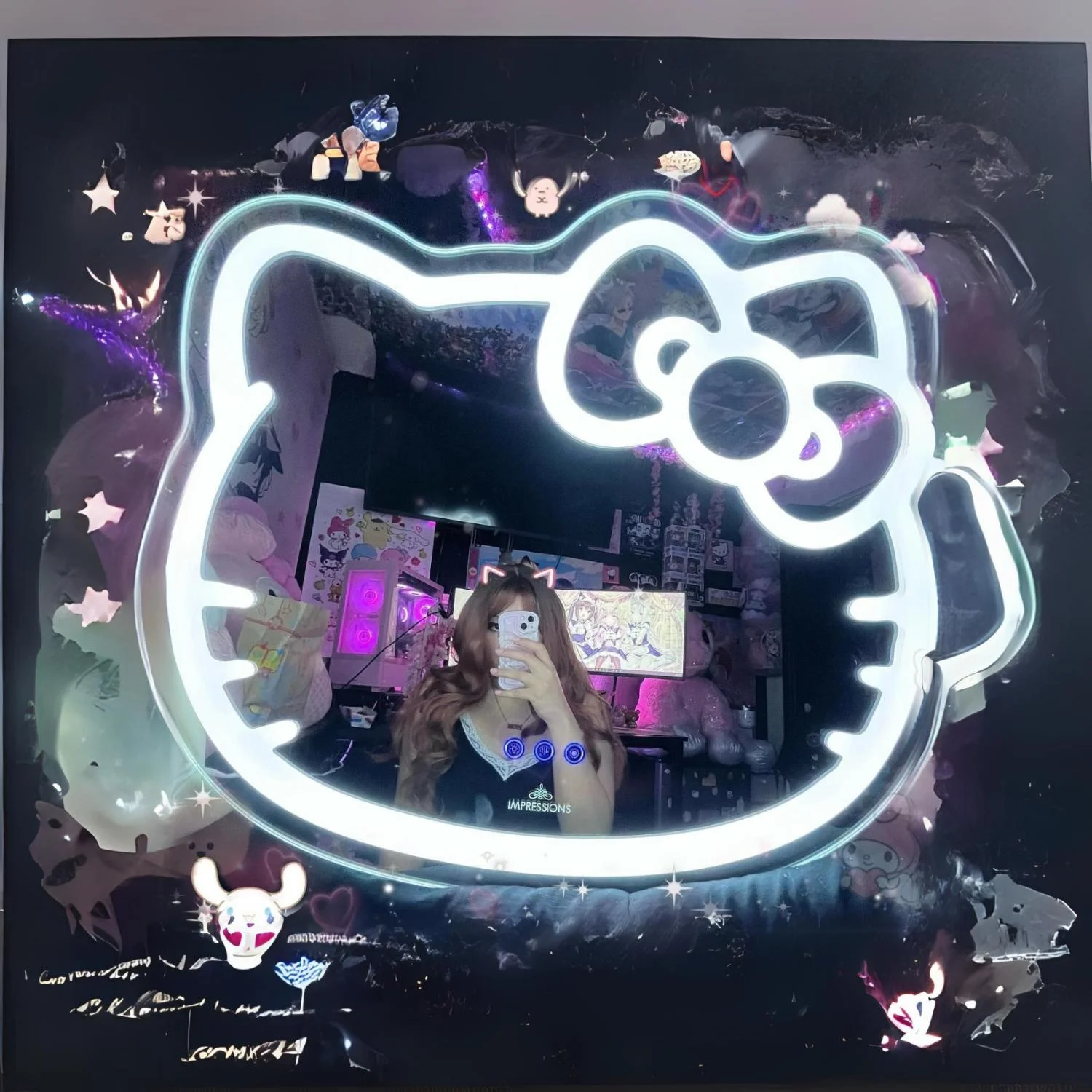 Impressions Vanity Hello Kitty LED Makeup Mirror, Wall Mount Tabletop Lighted Mirrors with Touch Sensor - Radiant Selections