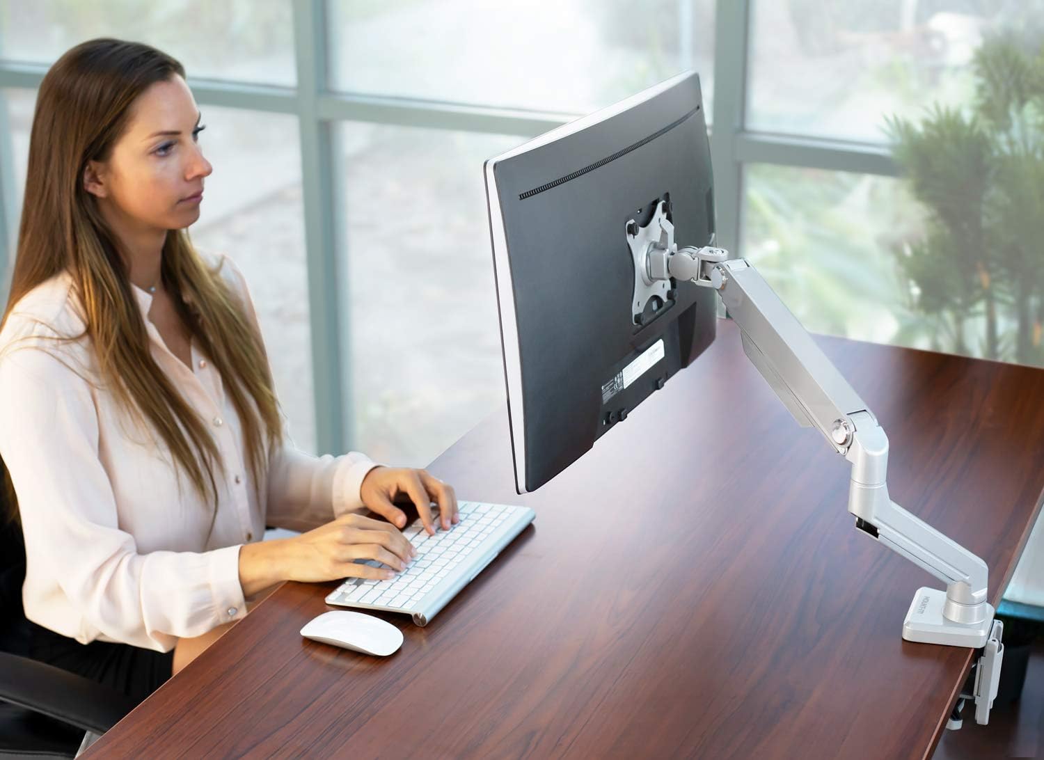 Mount-It! Single Monitor Arm Mount | Desk Stand | Full Motion Height Adjustable Articulating Mechanical Spring Arm | Fits 24 27 29 30 32 Inch VESA