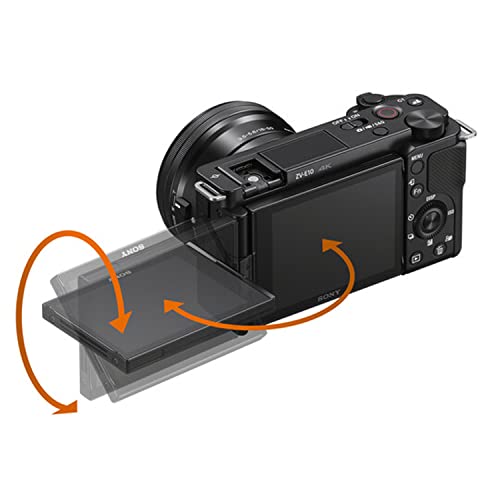 Sony ZV-E10 Mirrorless Camera with 16-50mm Lens + 2pcs 64GB Memory + LED Video Light + Case+ Tripod + Steady Grip Pod + Filters + Macro + 2X Lens +
