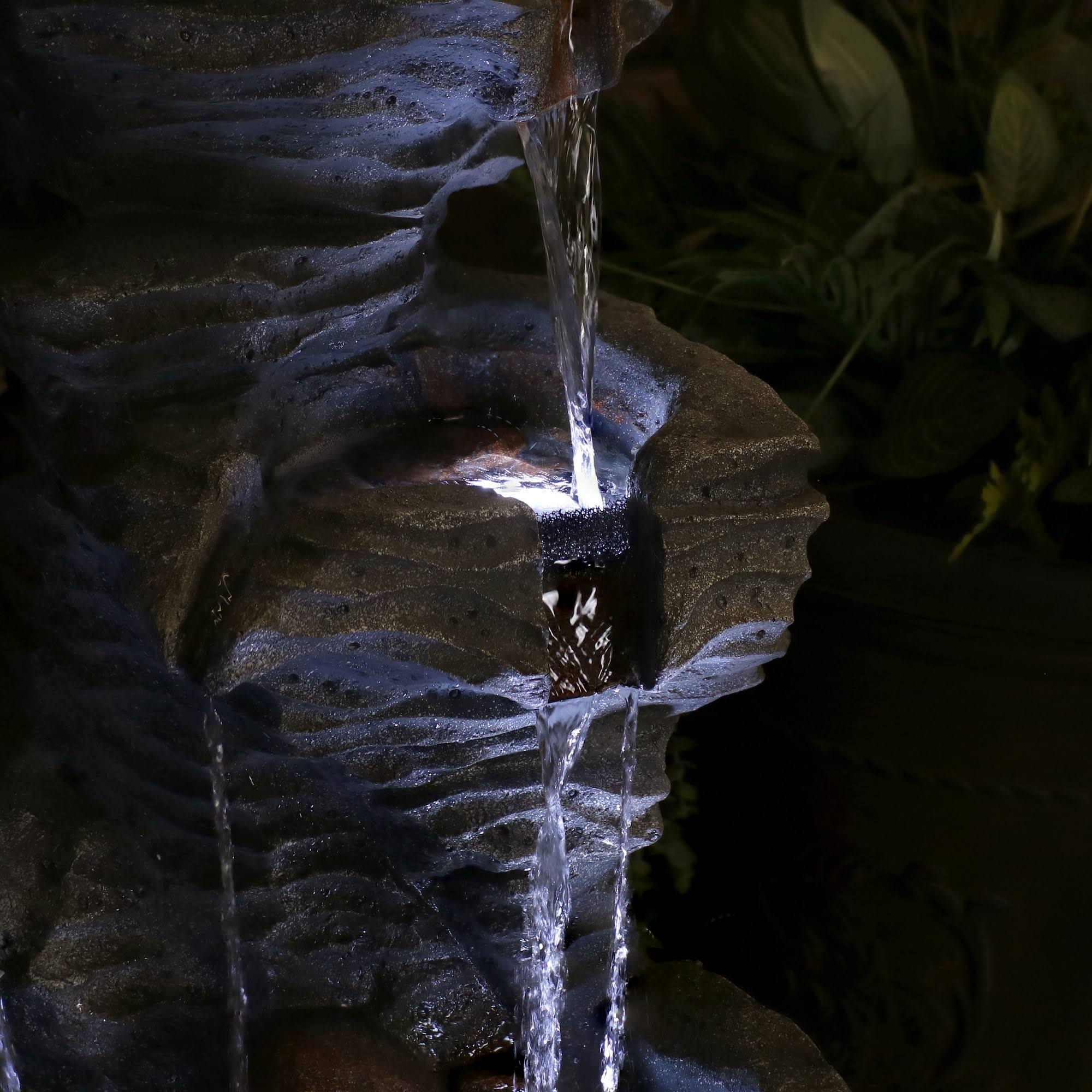 Sunnydaze Decor Dual Cascading Rock Falls 39x22 Water Fountain with LED Lights