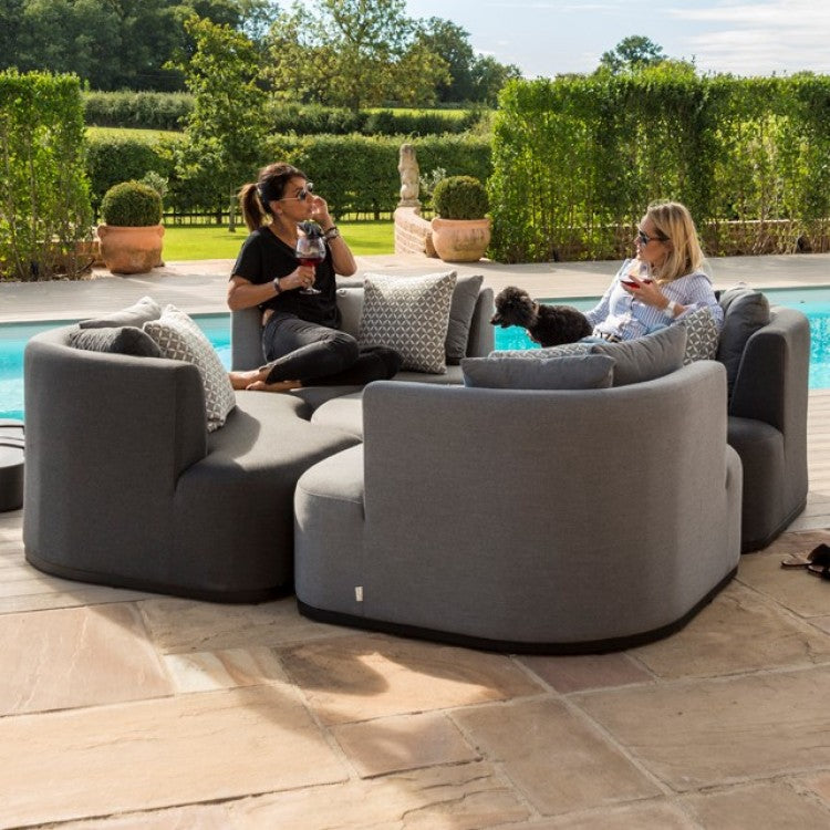 【Home&Garden】Maze Lounge Outdoor Fabric Snug Lifestle Suite with Rising Table in Flanelle
